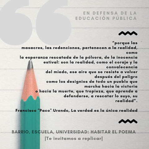 Acción poética en redes sociales, en defensa de la educación pública. Día 2