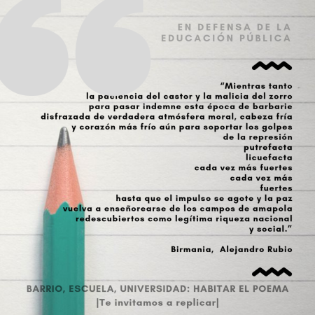 Acción poética en redes sociales, en defensa de la educación pública. Día 3