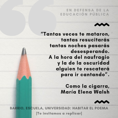 Acción poética en redes sociales, en defensa de la educación pública. Día 4