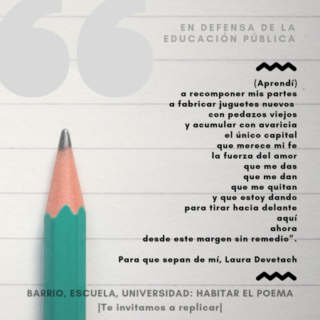 Acción poética en redes sociales, en defensa de la educación pública. Día 5