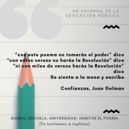 Acción poética en redes sociales, en defensa de la educación pública. Día 6