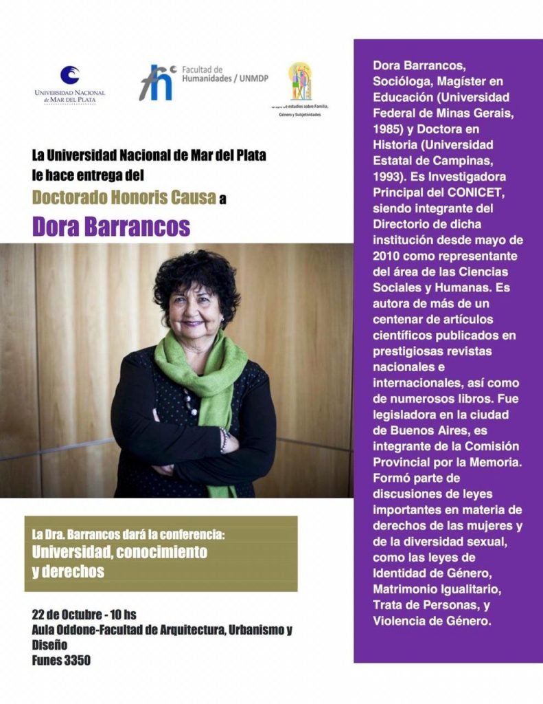 Dra. Barrancos: Doctorado Honoris Causa