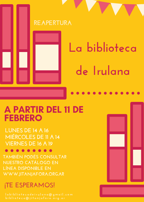 Biblioteca de Irulana: ¡nuevos horarios!